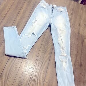 Light Wash Denim Ripped Skinny Jeans